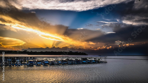 sunset over marine lake grapevine Texas