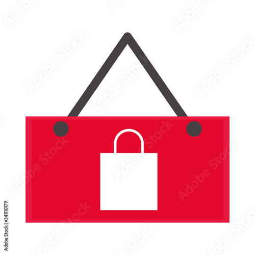 shopping bag market in label hanging