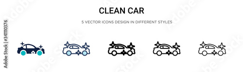 Clean car icon in filled, thin line, outline and stroke style. Vector illustration of two colored and black clean car vector icons designs can be used for mobile, ui,