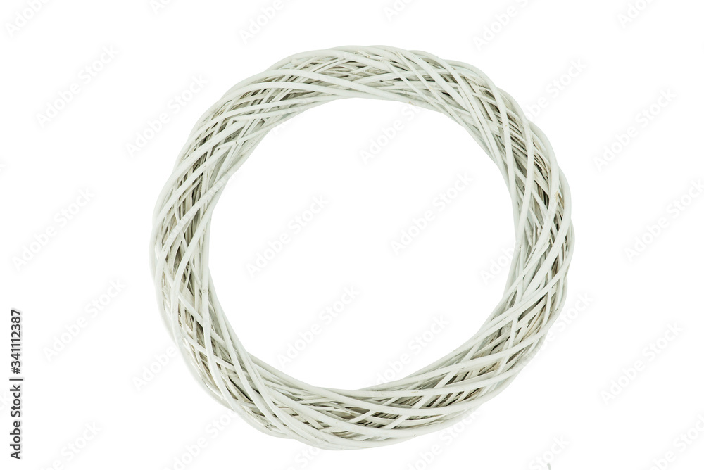 White wreath of twigs isolated