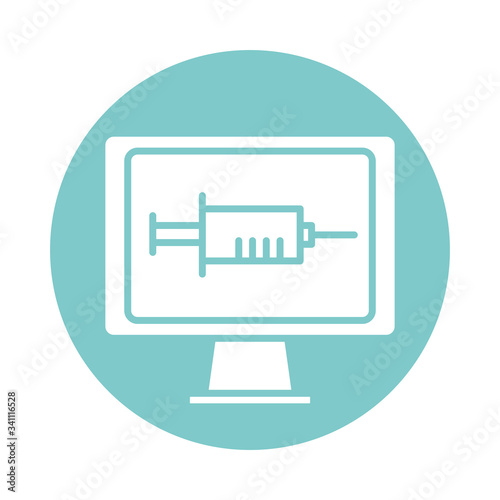 desktop with injection health online silhouette gradient style