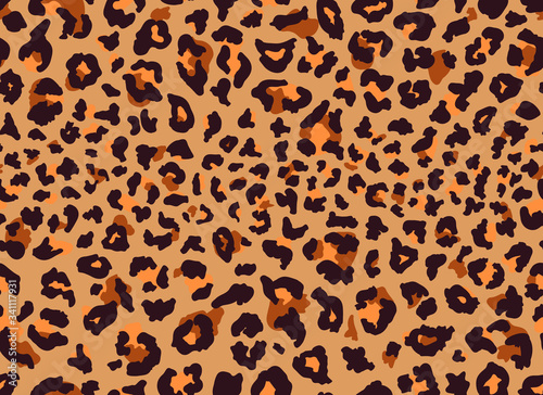 Seamless leopard fur pattern. Fashionable wild leopard print background. Modern panther animal fabric textile print design. Stylish vector color illustration