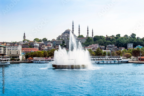 Fatih, Golden Horn, Istanbul, Turkey, 12 Junel 2007: Beyazit Tower, Suleymaniye Mosque, Sultan Suleyman 1557