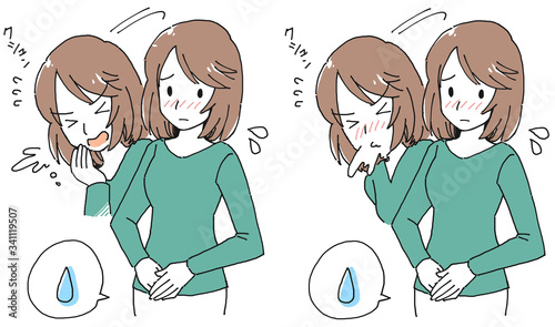 尿漏れに悩む女性のイラスト
