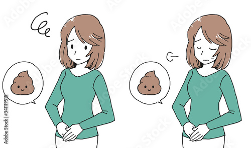 便秘に悩む女性のイラスト