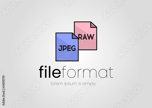 Logo free converter. Logo with paper and image format lettering. Logo for a free image format converter