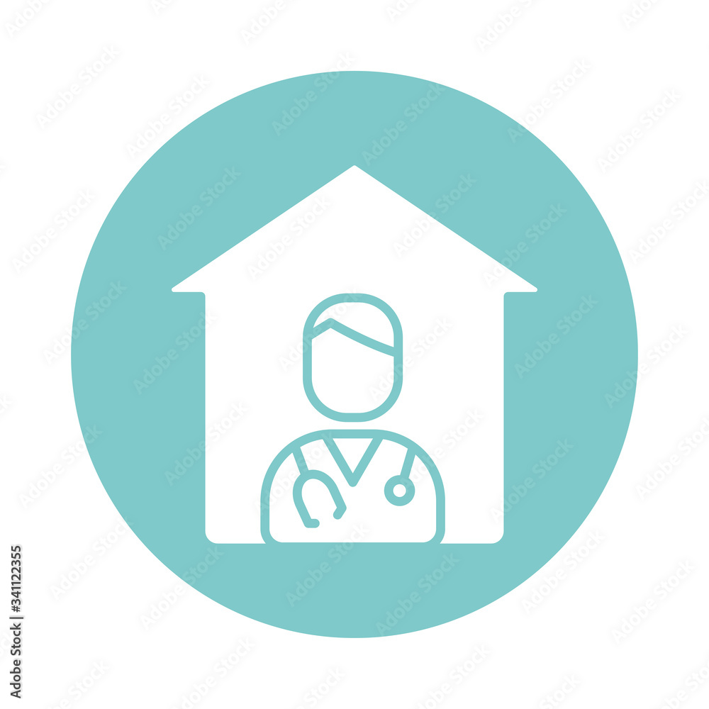 house with doctor professional character silhouette gradient style house with doctor professional character silhouette gradient style