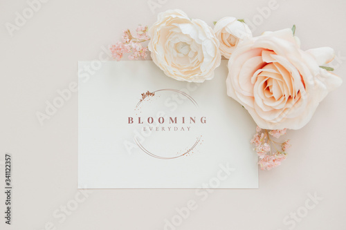 Invitation card with rose decoration