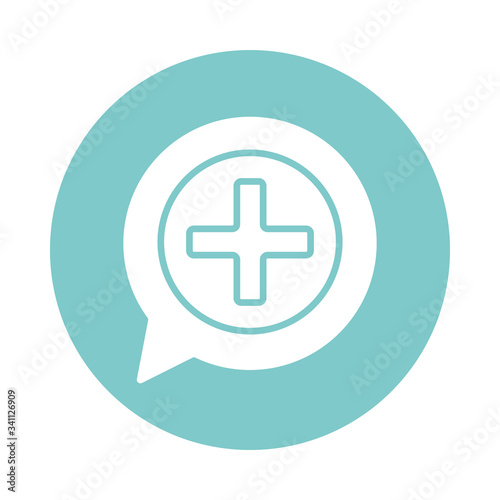 medical cross symbol in speech bubble silhouette gradient style