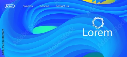 3d Fluid Lucid Vector Background. Landing Page, Blue, Purple Background. Funky 