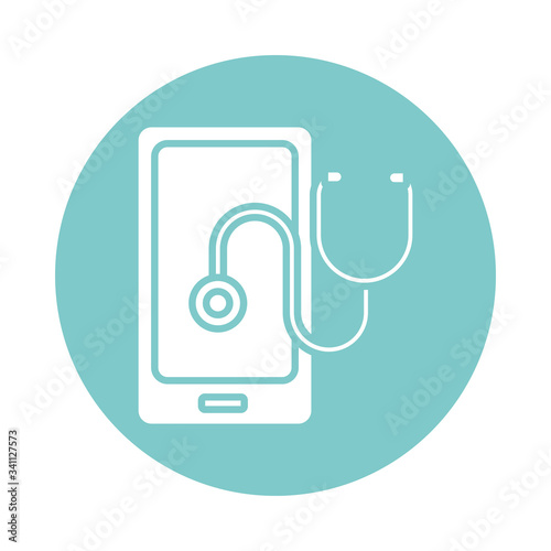 smartphone with stethoscope health online silhouette gradient style