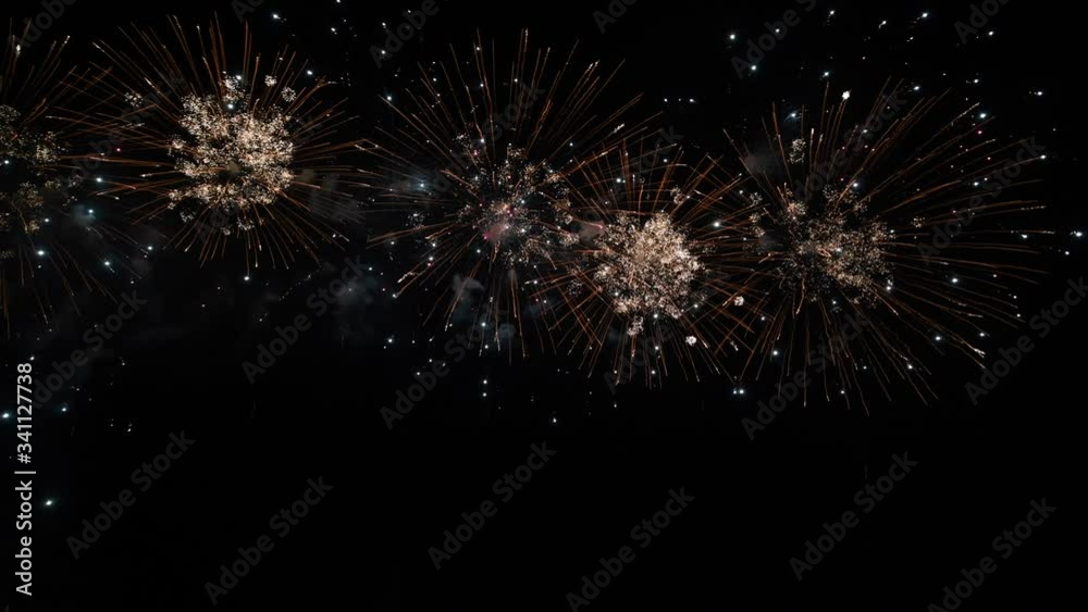 4K real abstract fireworks show on deep black night sky 4K real abstract fireworks show on deep black night sky