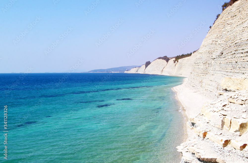 Beautiful photo of a high seashore on The black sea coast