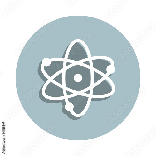 Atom, atomic badge icon. Simple glyph, flat vector of genetics and bioenginnering icons for ui and ux, website or mobile application