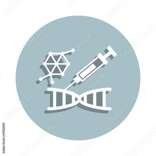 Dna, biology badge icon. Simple glyph, flat vector of genetics and bioenginnering icons for ui and ux, website or mobile application