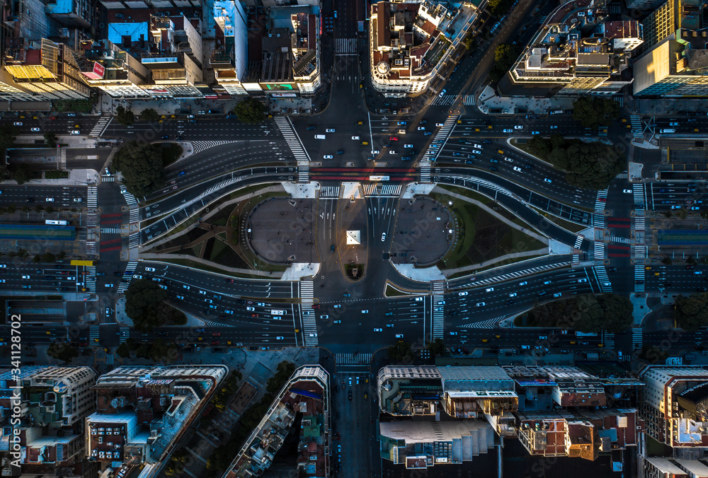 Aerial view of an avenue in Buenos Aires