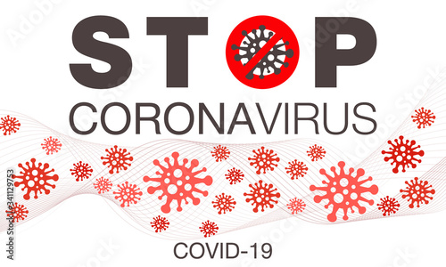 Coronavirus. Stop. Covid-19. No Infection. Dangerous Coronavirus Cell. Bacteria. Caution. Outbreak. Pandemic medical concept. Isolated Vector Icon, Logo, Illustration