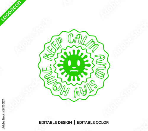 Keep Calm and Stay Home. Corona virus - staying at home print. Corona virus Creative poster concept. Home Quarantine illustration. Vector.