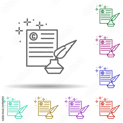 Feather text copywriting ink multi color icon. Simple thin line, outline vector of copywriting icons for ui and ux, website or mobile application