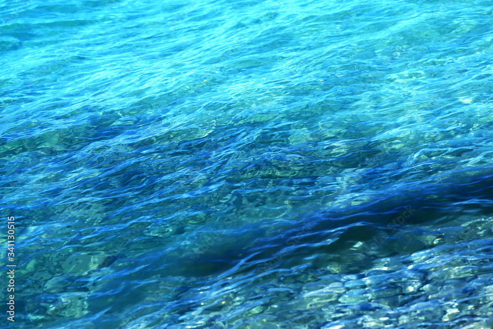 Beautiful photo of blue sea water with waves photographed close-up