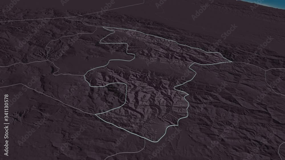 Jiwaka, province with its capital, zoomed and extruded on the administrative map of Papua in the conformal Stereographic projection. Animation 3D Jiwaka, province with its capital, zoomed and extruded on the administrative map of Papua in the conformal Stereographic projection. Animation 3D