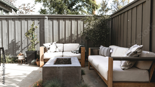 Relaxing outdoor space with couch