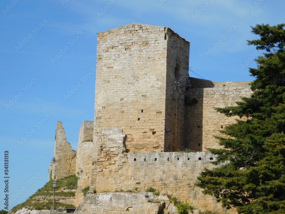 Enna, Sicily may 5 2017. Enna's castle's tower . A view of a historical castle in Sicily