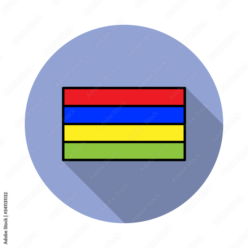 National flag of Mauritius in simple colors with name icon long shadow icon. Simple color vector of flags icons for ui and ux, website or mobile application National flag of Mauritius in simple colors with name icon long shadow icon. Simple color vector of flags icons for ui and ux, website or mobile application