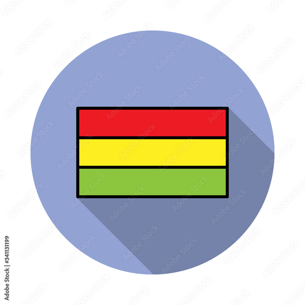 National flag of Bolivia in simple colors with name icon long shadow icon. Simple color vector of flags icons for ui and ux, website or mobile application National flag of Bolivia in simple colors with name icon long shadow icon. Simple color vector of flags icons for ui and ux, website or mobile application