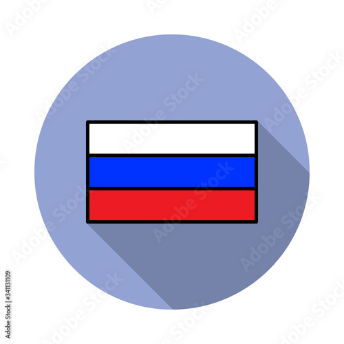 National flag of Russia in simple colors with name icon long shadow icon. Simple color vector of flags icons for ui and ux, website or mobile application