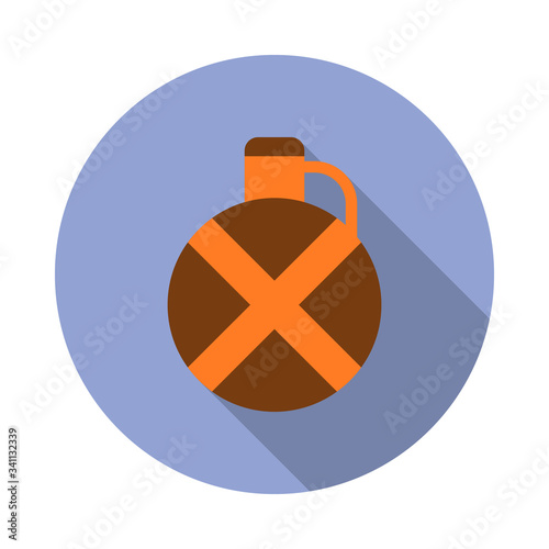 flask colored illustration long shadow icon. Simple color vector of Camping icons for ui and ux, website or mobile application