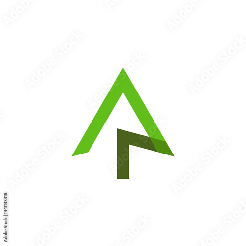 simple geometric arrow pine green tree symbol logo vector