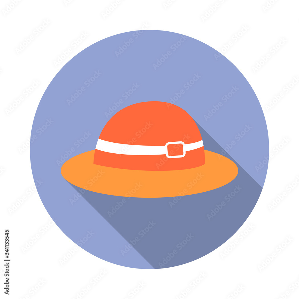 Beach hat flat long shadow icon. Simple color vector of summer icons for ui and ux, website or mobile application Beach hat flat long shadow icon. Simple color vector of summer icons for ui and ux, website or mobile application