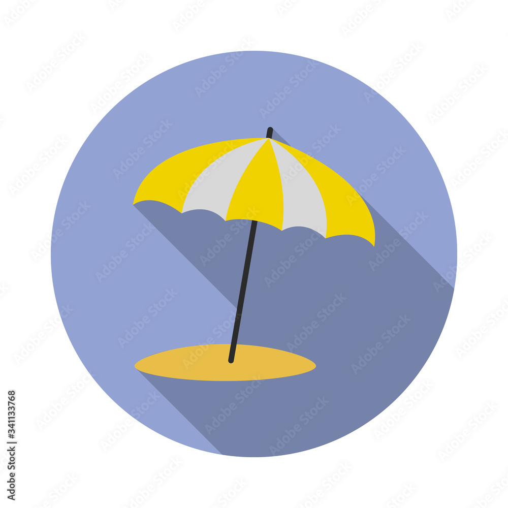 Beach umbrella flat long shadow icon. Simple color vector of summer icons for ui and ux, website or mobile application