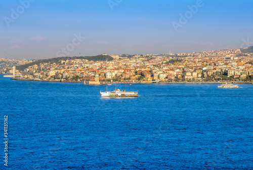 Bosphorus, Istanbul, Turkey, 19 Januaryl 2014: Maiden's Tower and Uskudar