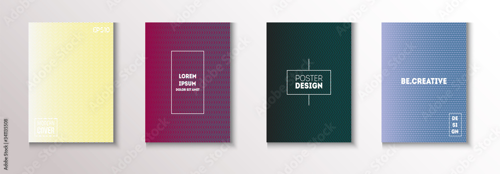 Folded Minimal Cover Vector Set. Trendy Magazine Page. Cool 