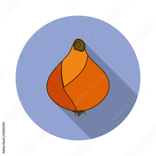 onion colored long shadow icon. Simple color vector of fruit icons for ui and ux, website or mobile application