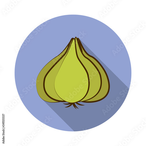 garlic colored long shadow icon. Simple color vector of fruit icons for ui and ux, website or mobile application
