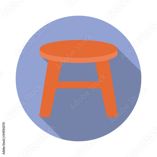 stool flat long shadow icon. Simple color vector of Furniture icons for ui and ux, website or mobile application