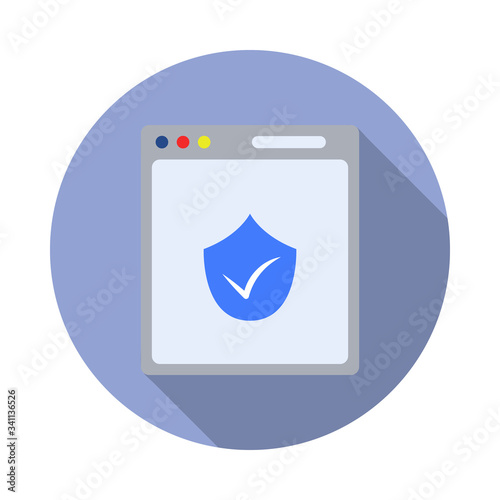 verified website colored long shadow icon. Simple color vector of Programming sticker icons for ui and ux, website or mobile application