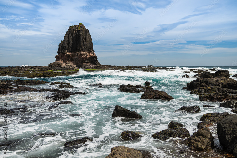 View of Pulpit rock at Cape Schanck in in Mornington Peninsula National Park, Victoria, Australia.