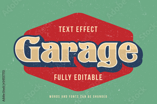 Vintage text effect template with 3d style editable font effect