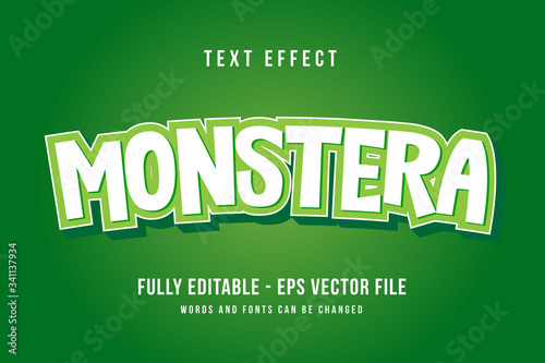 Monster text effect template with 3d style editable font effect