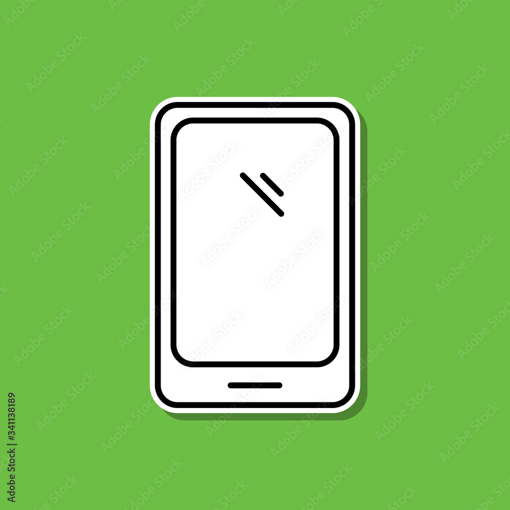 Smart phone sticker icon. Simple thin line, outline vector of cv icons for ui and ux, website or mobile application Smart phone sticker icon. Simple thin line, outline vector of cv icons for ui and ux, website or mobile application