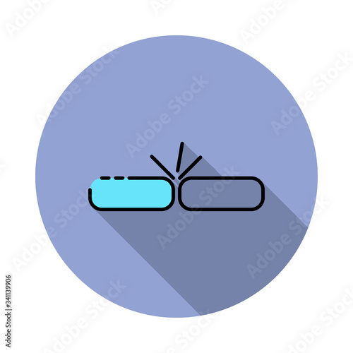 Curling, winter sport games long shadow icon. Simple color vector of sport icons for ui and ux, website or mobile application