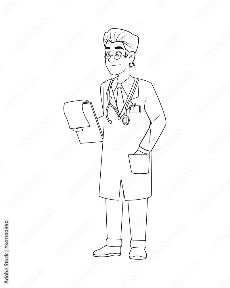 professional doctor with checklist character professional doctor with checklist character