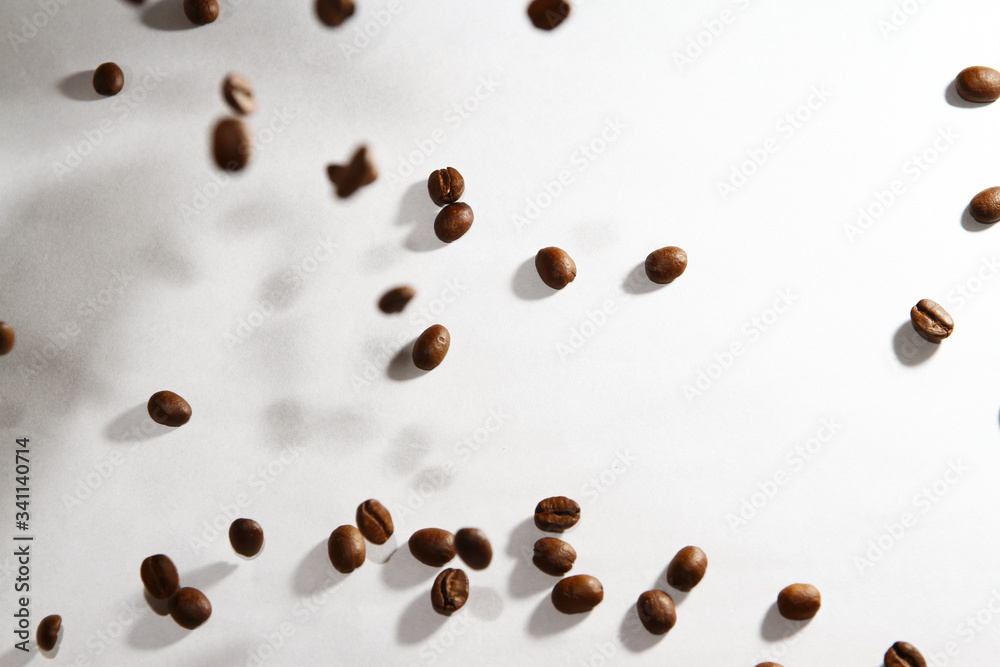 Roasted coffee bean on white background Roasted coffee bean on white background