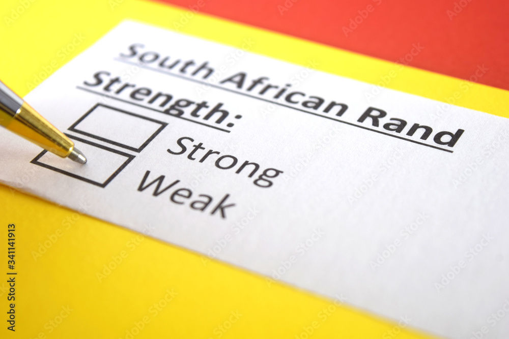One person is answering question about strength of South African Rand. One person is answering question about strength of South African Rand.