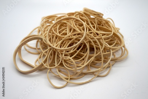 Pile of beige rubber bands