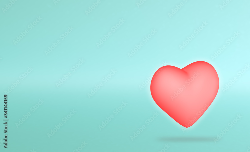 3d illustration heart red in background